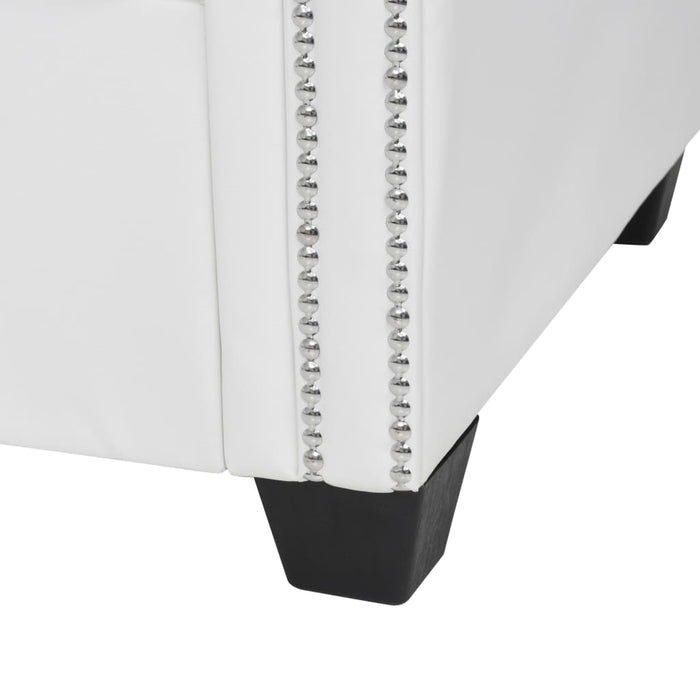 Canapea Chesterfield în formă de L, piele ecologică, alb - WALTI WALTI