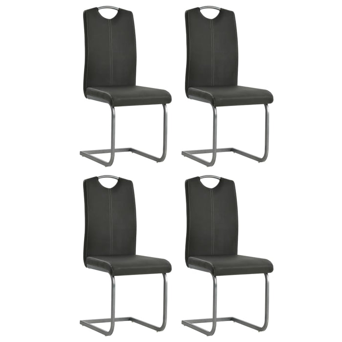 Scaune de bucătărie cantilever, 4 buc., gri, piele ecologică - WALTI WALTI