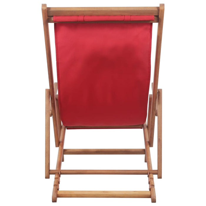 Scaun de plajă pliabil, roșu, textil și cadru din lemn - WALTI WALTI