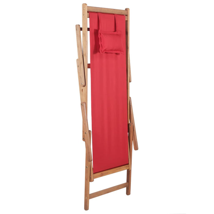 Scaun de plajă pliabil, roșu, textil și cadru din lemn - WALTI WALTI