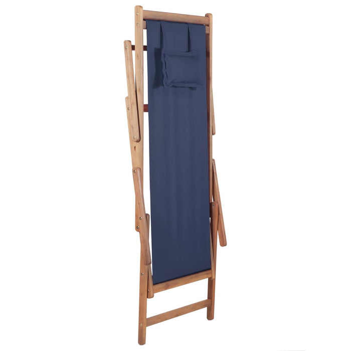 Scaun de plajă pliabil, albastru, textil și cadru din lemn - WALTI WALTI