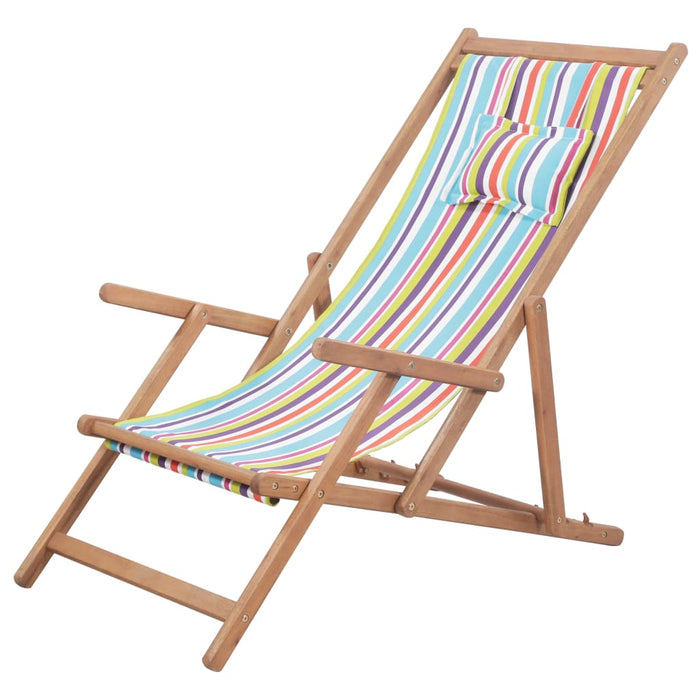 Scaun de plajă pliabil, multicolor, textil și cadru din lemn - WALTI WALTI