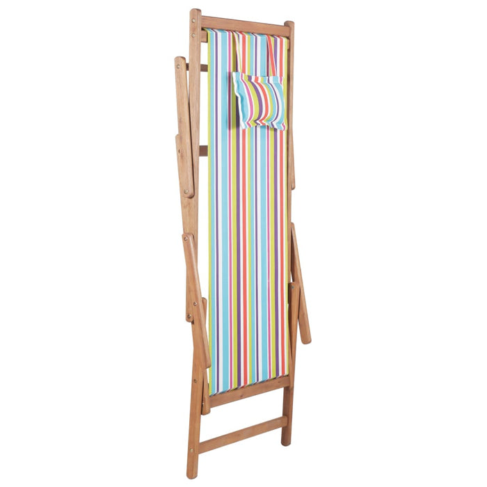 Scaun de plajă pliabil, multicolor, textil și cadru din lemn - WALTI WALTI