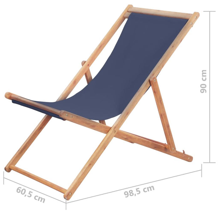 Scaun de plajă pliabil, albastru, textil și cadru din lemn - WALTI WALTI