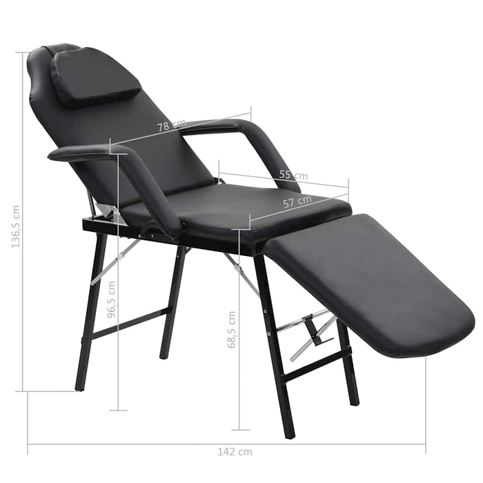 Scaun tratament facial, înlocuitor piele, 185x78x76 cm, negru - WALTI WALTI