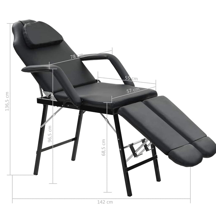Scaun tratament facial, piele artificială, 185x78x76 cm, negru - WALTI WALTI