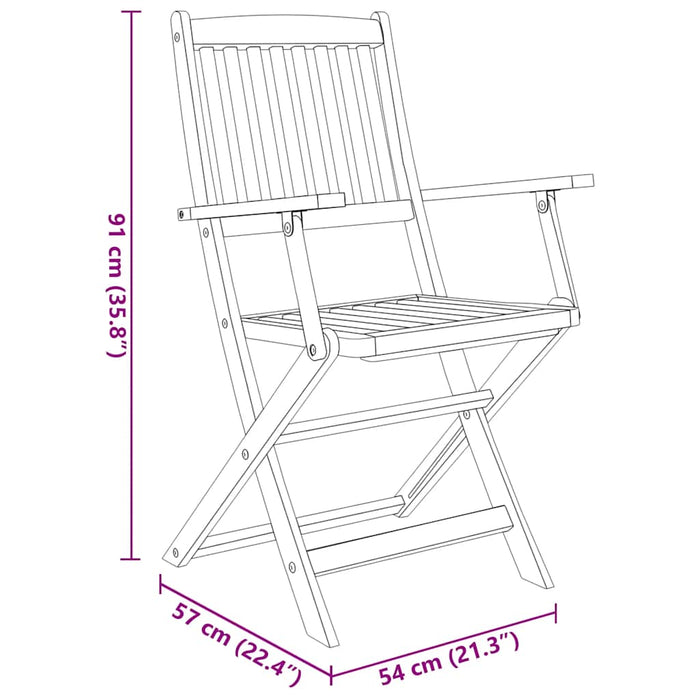 Set mobilier de exterior pliabil, 5 piese, lemn masiv de acacia - WALTI WALTI