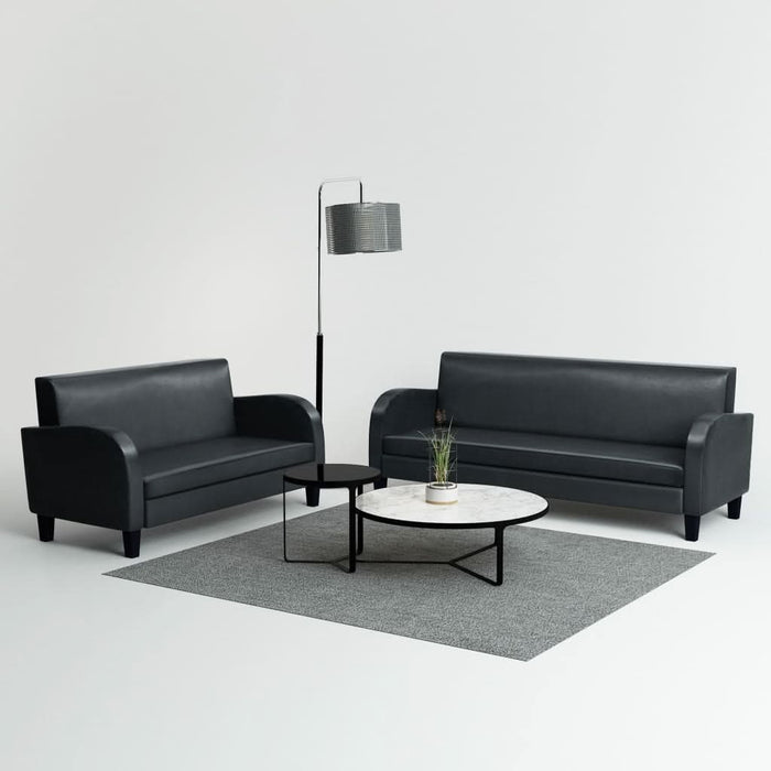 Set canapea 2 buc. Piele artificială Negru - WALTI WALTI