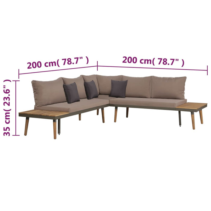 Set mobilier grădină cu perne, 4 piese, maro, lemn acacia - WALTI WALTI