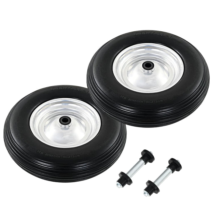 Roți de roabă cu osie, 2 buc, 4.00-8, PU solid, 390 mm - WALTI WALTI