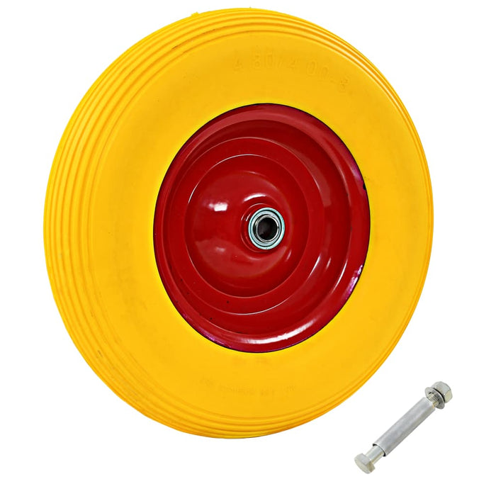 Roată de roabă cu osie, 4.00-8, PU solid, 390 mm - WALTI WALTI