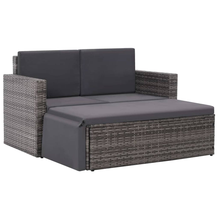 Set mobilier de grădină cu perne, 2 piese, gri, poliratan - WALTI WALTI