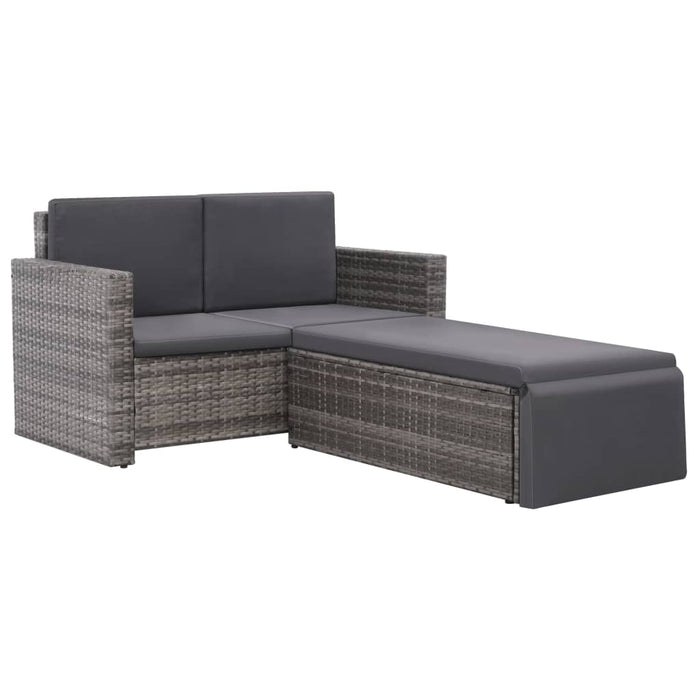 Set mobilier de grădină cu perne, 2 piese, gri, poliratan - WALTI WALTI