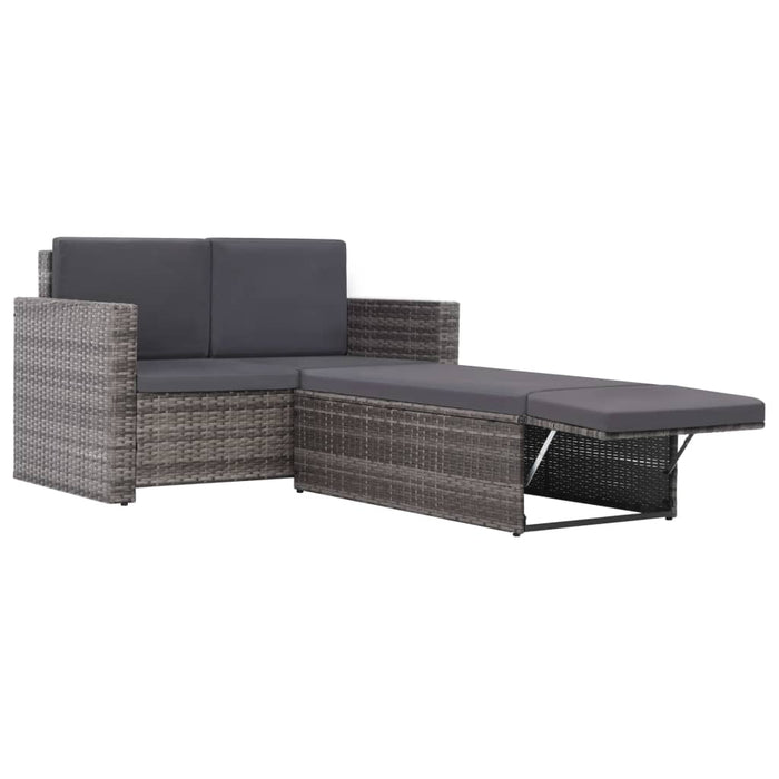 Set mobilier de grădină cu perne, 2 piese, gri, poliratan - WALTI WALTI