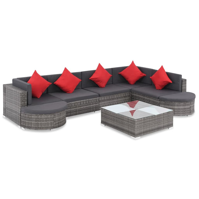 Set mobilier de grădină cu perne, 8 piese, gri, poliratan - WALTI WALTI