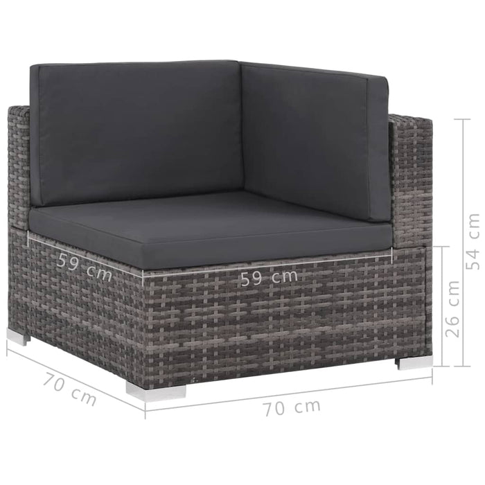 Set mobilier de grădină cu perne, 8 piese, gri, poliratan - WALTI WALTI