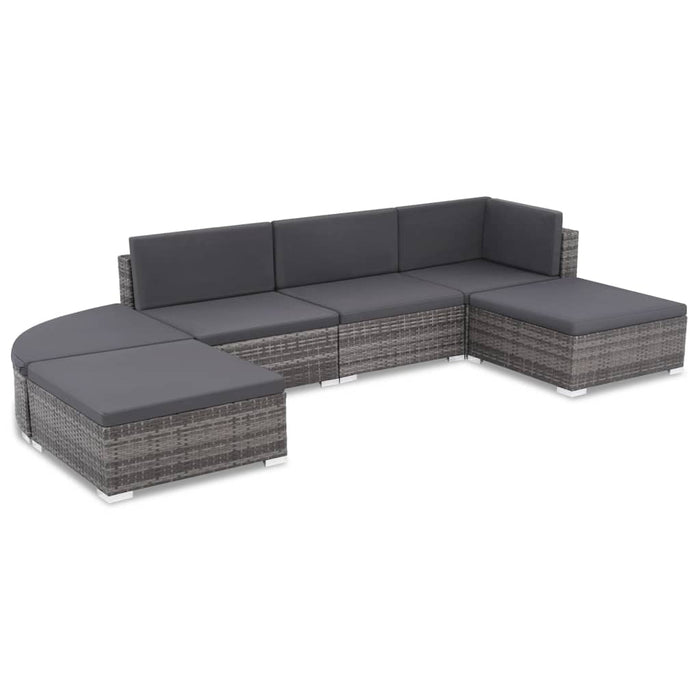 Set mobilier de grădină cu perne, 6 piese, gri, poliratan - WALTI WALTI