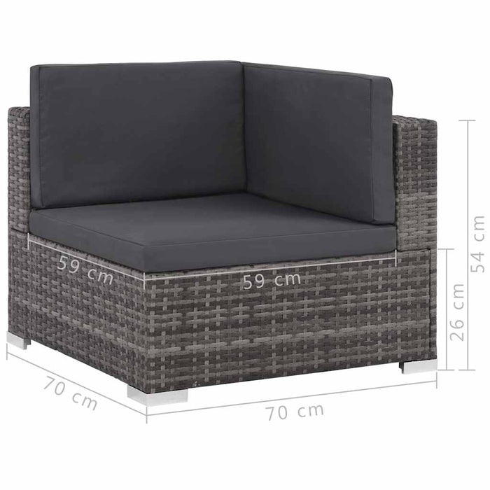 Set mobilier de grădină cu perne, 6 piese, gri, poliratan - WALTI WALTI