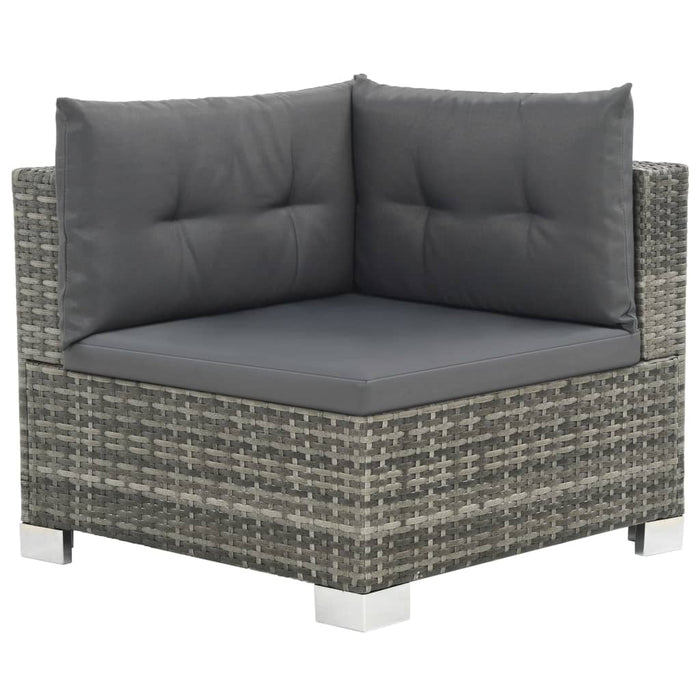 Set mobilier de grădină cu perne, 10 piese, gri, poliratan WALTI