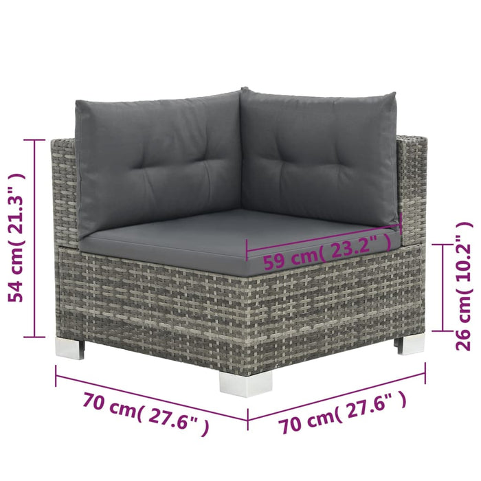 Set mobilier de grădină cu perne, 10 piese, gri, poliratan WALTI