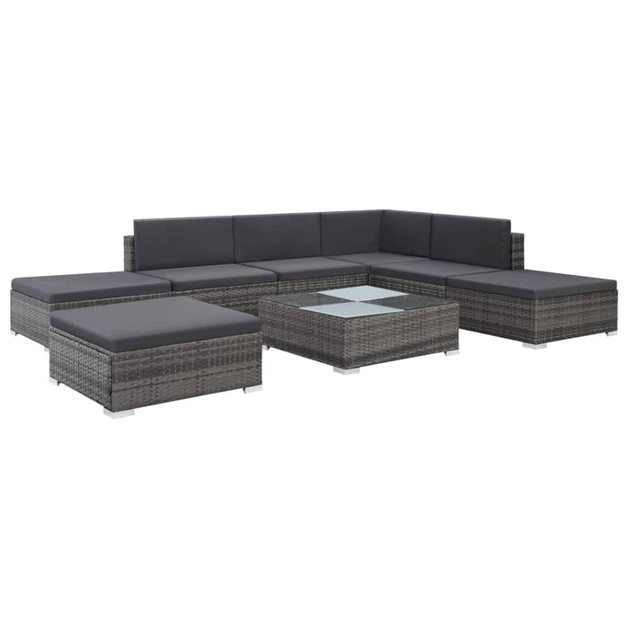 Set mobilier de grădină cu perne, 8 piese, gri, poliratan WALTI
