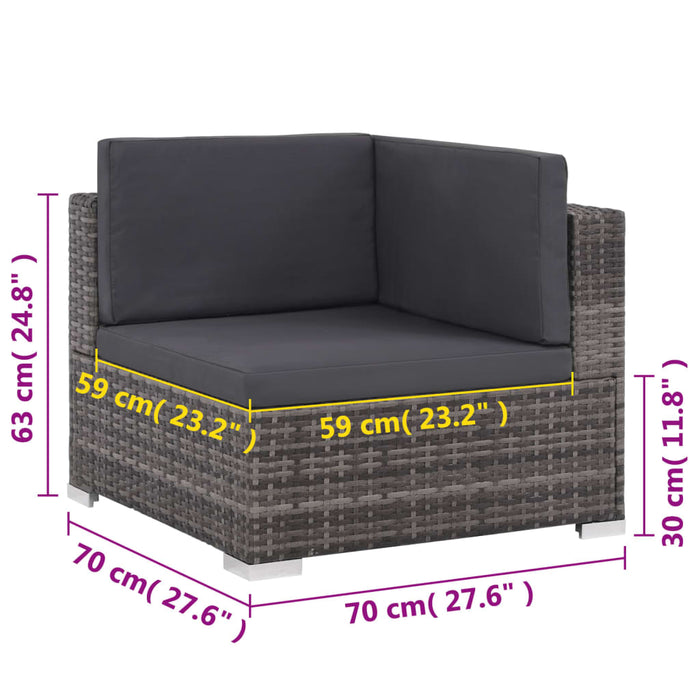 Set mobilier de grădină cu perne, 8 piese, gri, poliratan WALTI