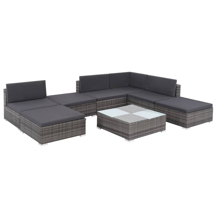 Set mobilier de grădină cu perne, 8 piese, gri, poliratan WALTI