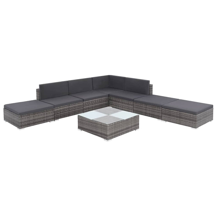 Set mobilier de grădină cu perne, 8 piese, gri, poliratan WALTI