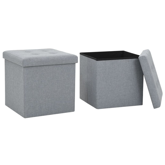 Taburete de depozitare pliabile, 2 buc., gri deschis, textil - WALTI WALTI