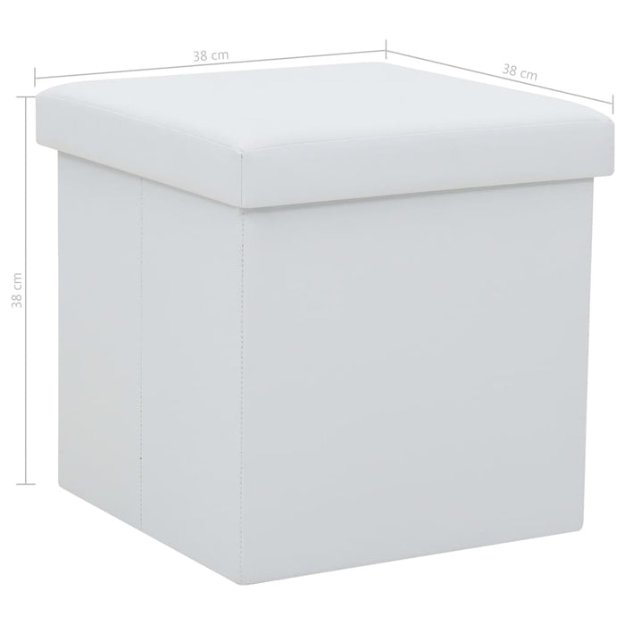 Taburete de depozitare pliabile, 2 buc., alb, piele ecologică WALTI