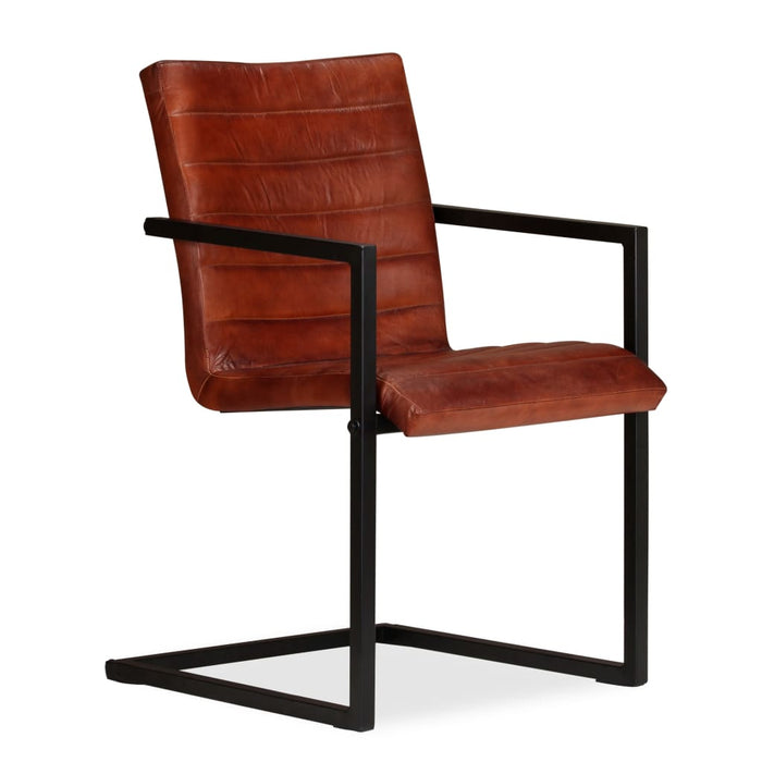 Scaune de bucătărie, 4 buc., maro, piele naturală - WALTI WALTI
