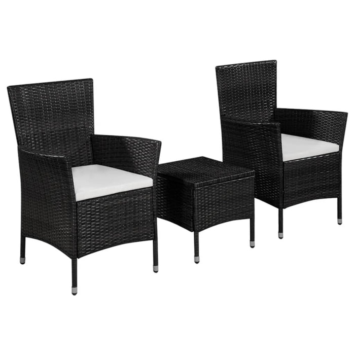 Set mobilier bistro, 3 piese, negru, poliratan - WALTI WALTI