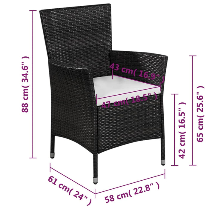 Set mobilier bistro, 3 piese, negru, poliratan - WALTI WALTI