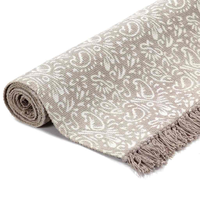 Covor Kilim, gri taupe, 160x230 cm, bumbac, cu model WALTI