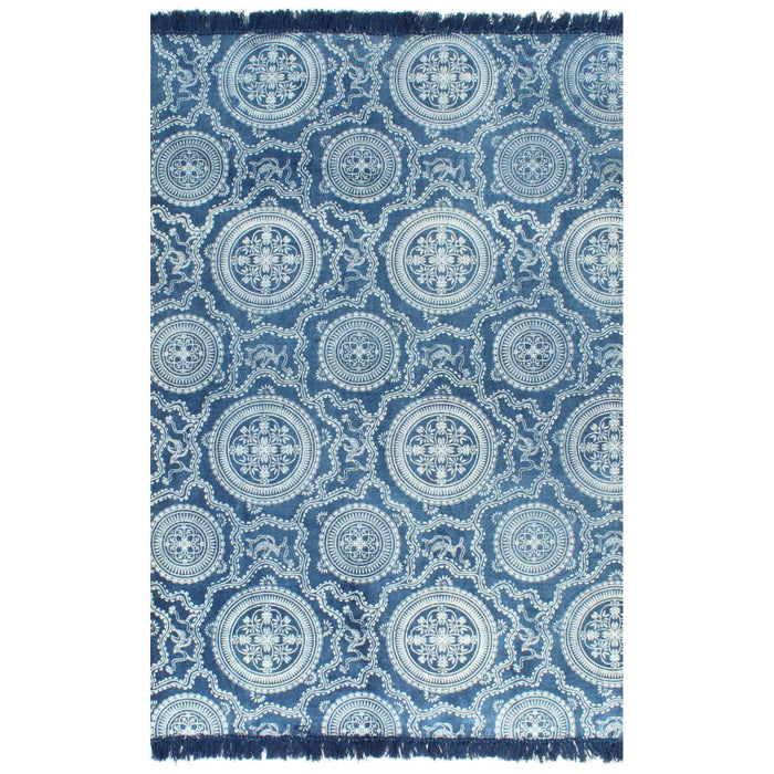 Covor Kilim, albastru, 160x230 cm, bumbac, cu model WALTI