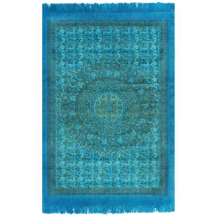 Covor Kilim, turcoaz, 160 x 230 cm, bumbac, cu model WALTI