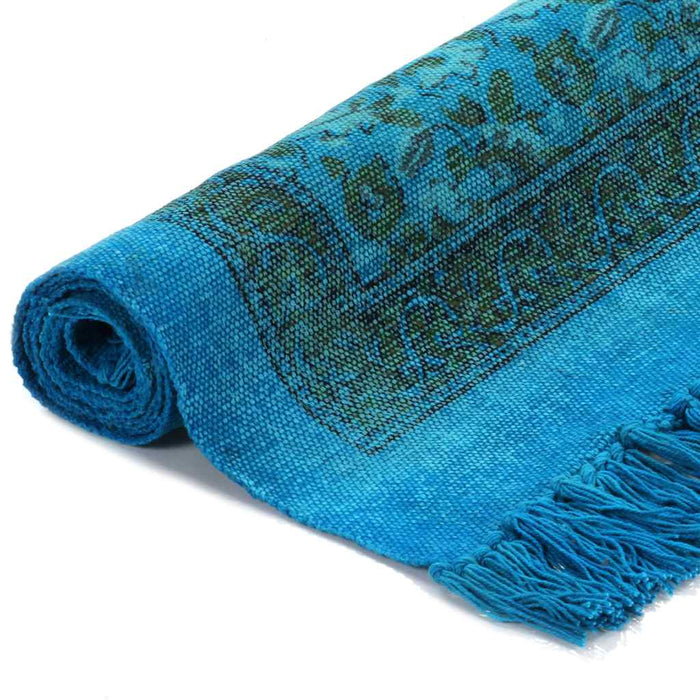 Covor Kilim, turcoaz, 160 x 230 cm, bumbac, cu model WALTI