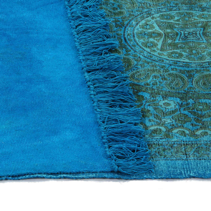 Covor Kilim, turcoaz, 160 x 230 cm, bumbac, cu model WALTI
