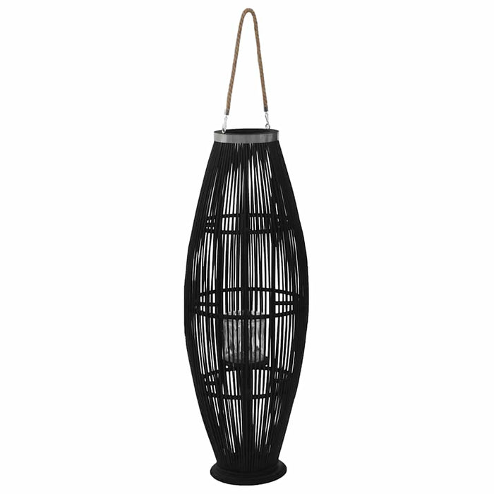 Suport felinar lumânări suspendat, negru, 95 cm, bambus WALTI