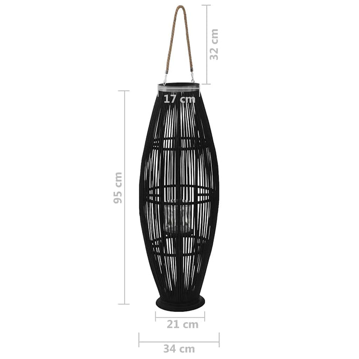 Suport felinar lumânări suspendat, negru, 95 cm, bambus WALTI