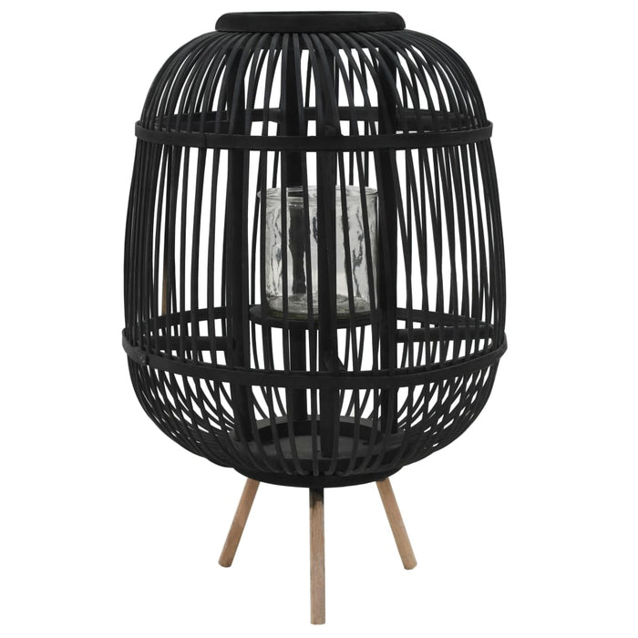 Suport lumânări tip felinar vertical, negru, bambus - WALTI WALTI