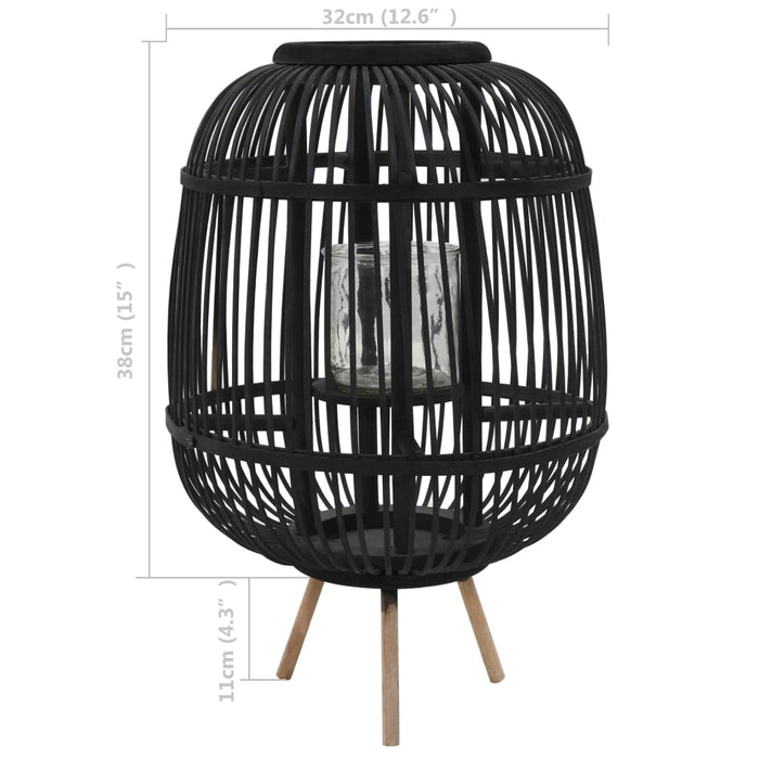 Suport lumânări tip felinar vertical, negru, bambus - WALTI WALTI