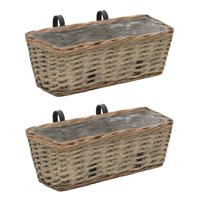 Jardinieră de balcon, 2 buc., 40 cm, răchită căptușeală PE - WALTI WALTI