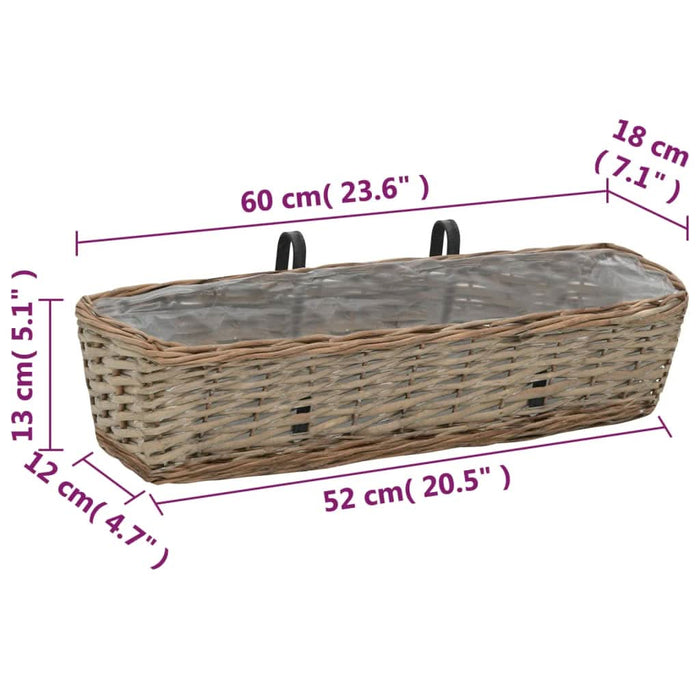 Jardinieră de balcon, 2 buc., 60 cm, răchită cu căptușeală PE - WALTI WALTI