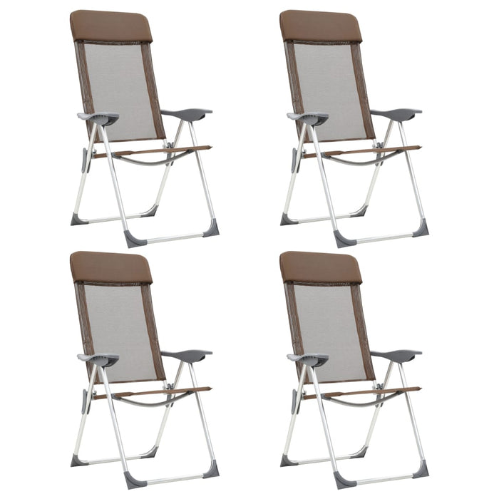 Scaune de camping pliante, 4 buc., maro, aluminiu - WALTI WALTI