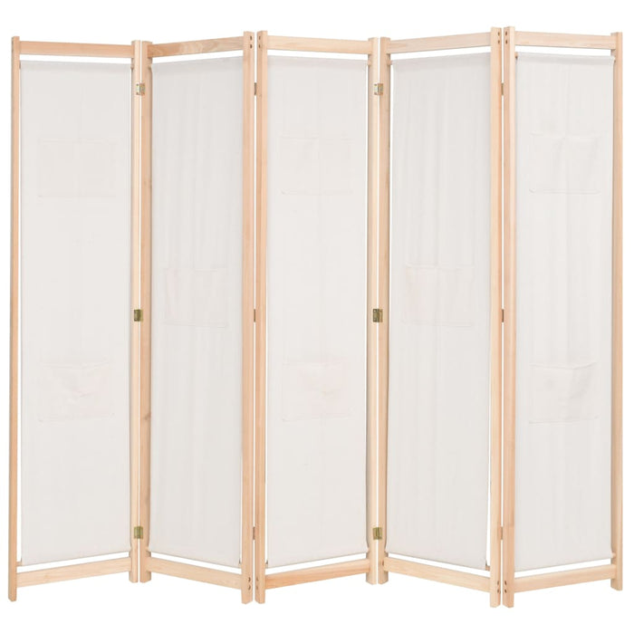 Paravan cameră, 5 panouri, crem, 200x170x4 cm, material textil - WALTI WALTI