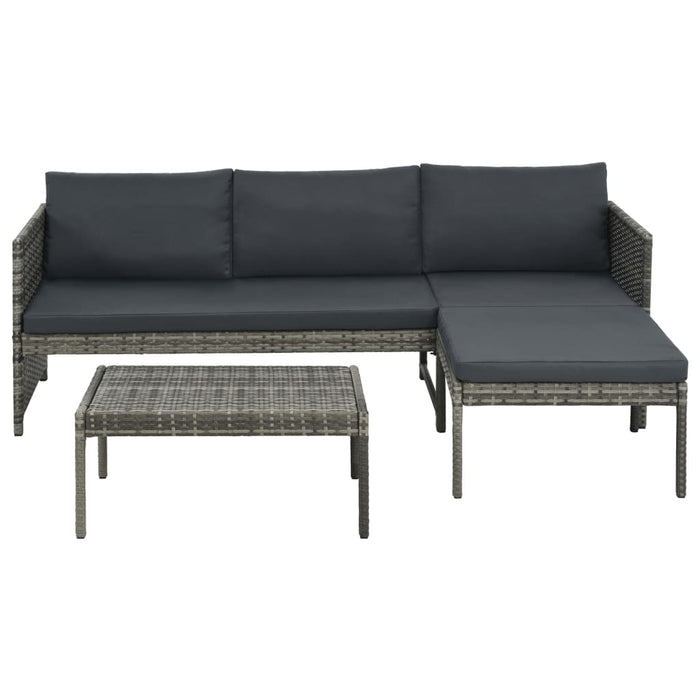 Set mobilier de grădină cu perne, 3 piese, gri, poliratan - WALTI WALTI