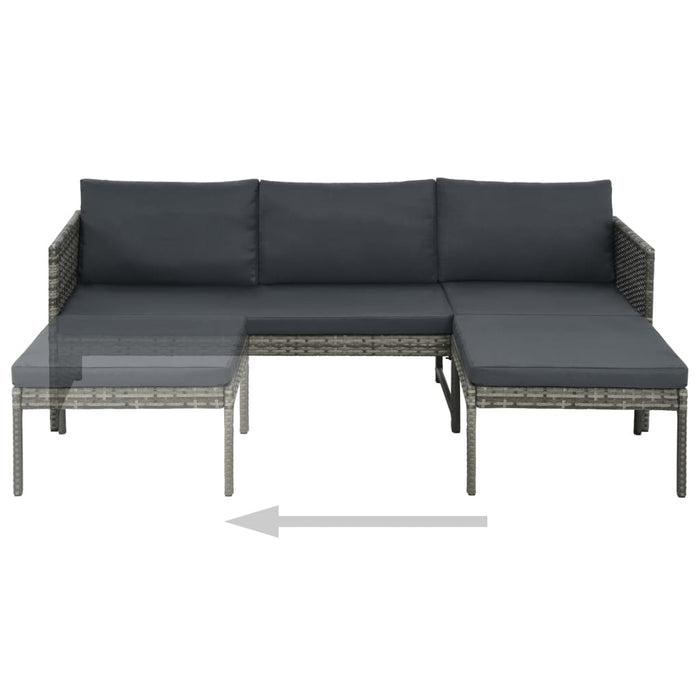 Set mobilier de grădină cu perne, 3 piese, gri, poliratan - WALTI WALTI