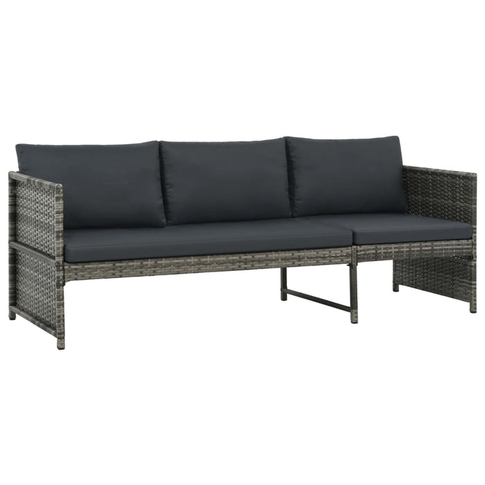 Set mobilier de grădină cu perne, 3 piese, gri, poliratan - WALTI WALTI