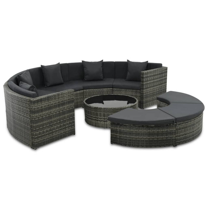 Set mobilier de grădină cu perne, 7 piese, gri, poliratan WALTI